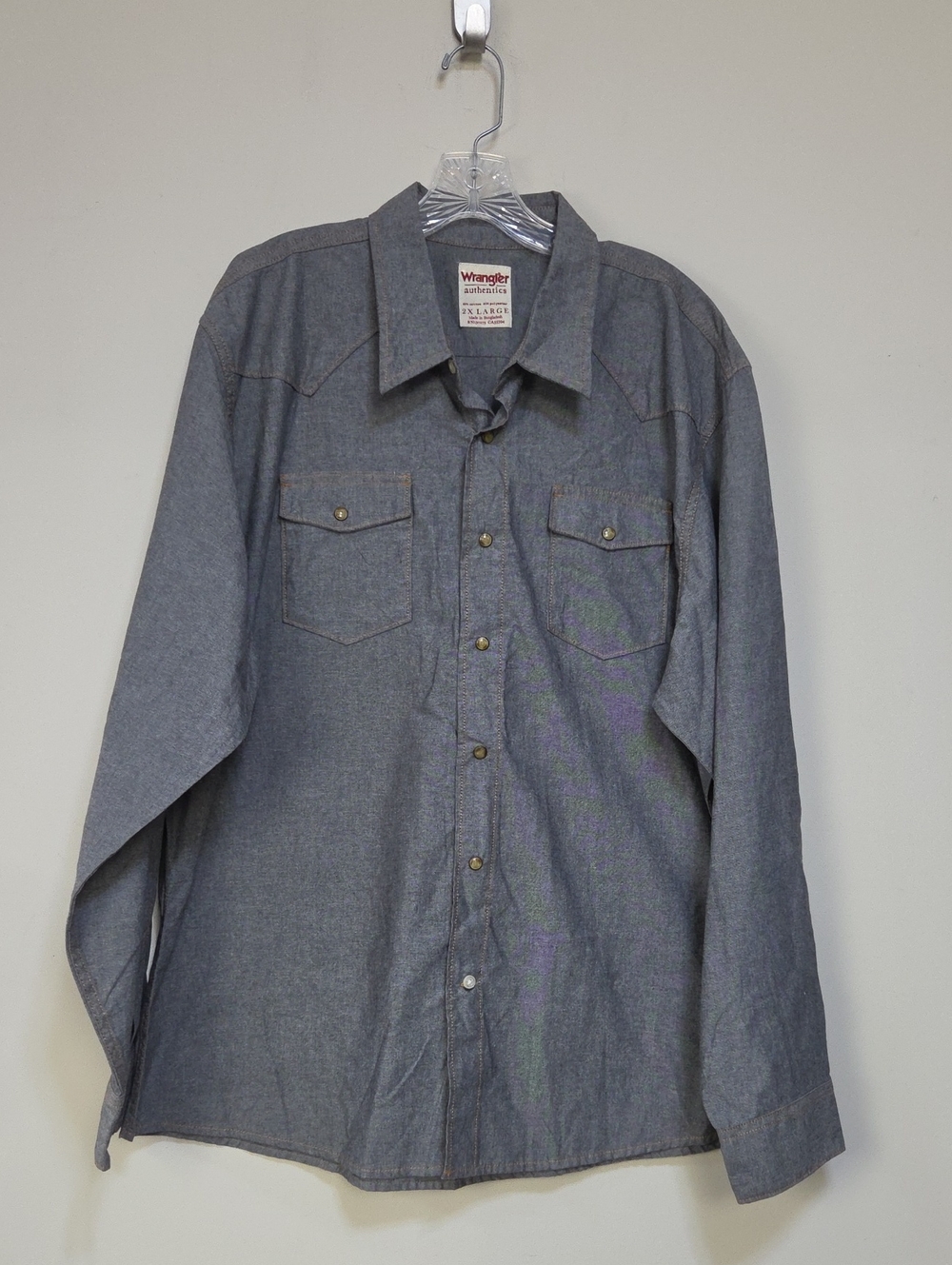 Wrangler Authentics Men's Grey Western Button-Up Shirt